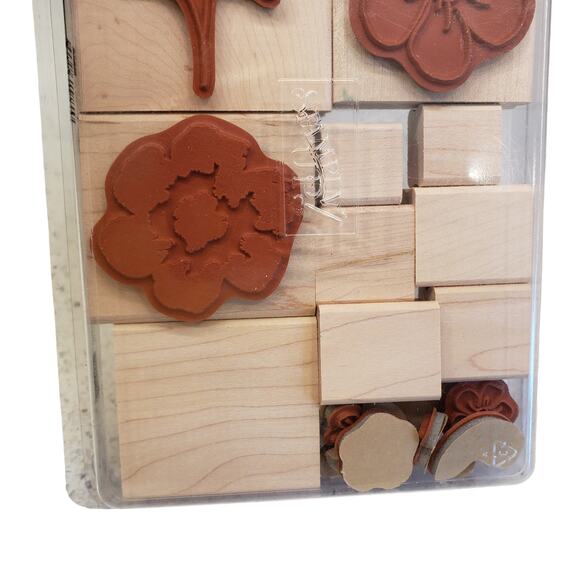 Stampin Up Flower Fancy Two Step Stampin Wood Block Stamp Set Made in USA - Picture 3 of 7